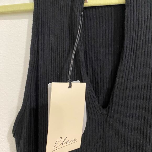Elan Black Ribbed Sleeveless Jumpsuit Sz L NWT - Picture 7 of 14